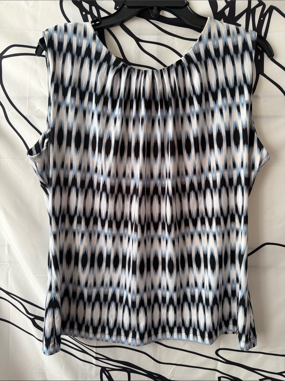 Calvin Klein Black, White & Light Blue Sleeveless Tank Top